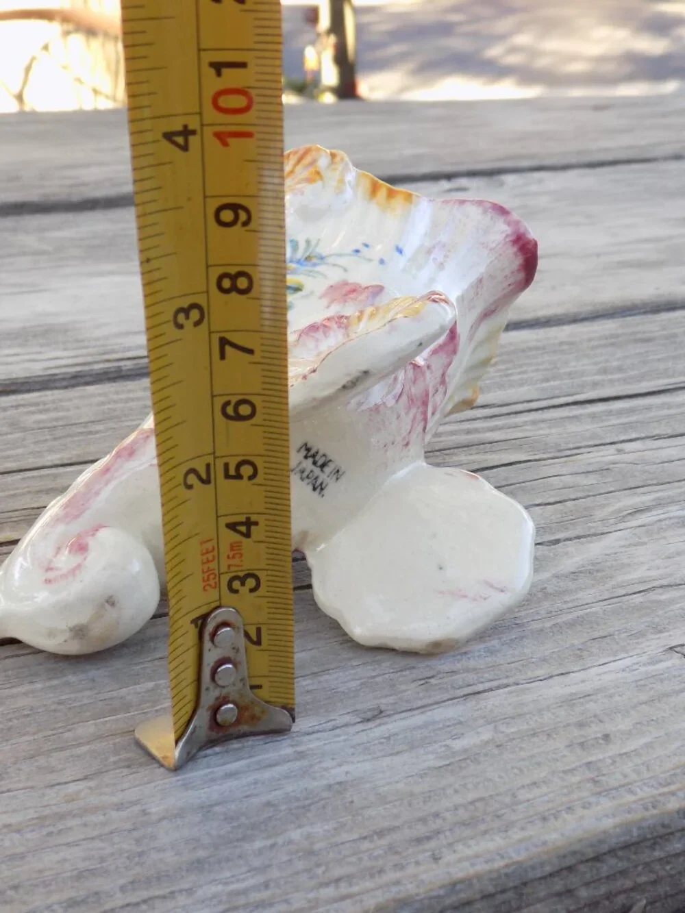 Cornucopia Thanksgiving Ceramic Vase Planter, Pink Flowers and White, Floral, *